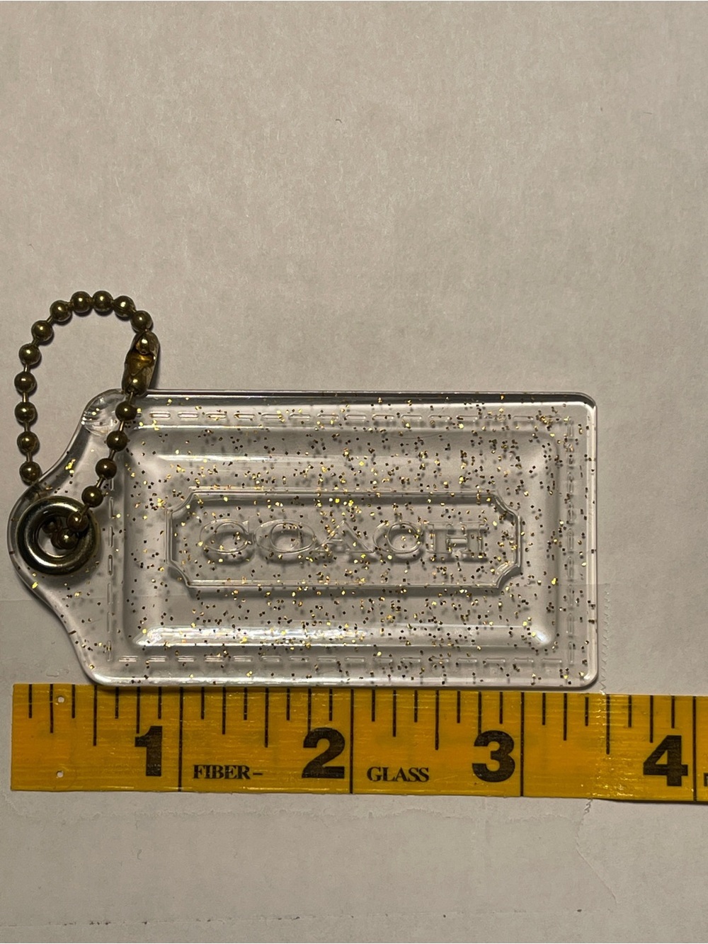 Coach Poppy Clear Glitter Tag Charm with Gold-Tone Ball Chain - Picture 3 of 4